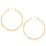 14K Yellow Gold Fancy Diamond Cut Extra Large Hoop Earrings (45mm Diameter)