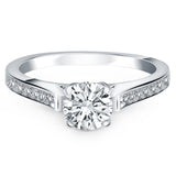 14K White Gold Pave Diamond Cathedral Engagement Ring