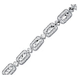 14K White Gold Antique Vintage Look Filigree Rectangular Link Bracelet