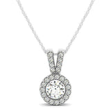 Round Pendant with Split Bail and Diamond Halo in 14K White Gold (3/4 ct. tw.)