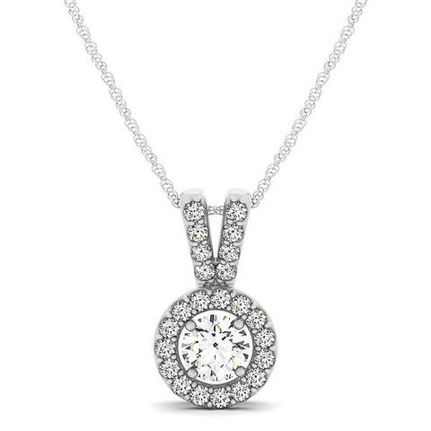 Round Pendant with Split Bail and Diamond Halo in 14K White Gold (3/4 ct. tw.)