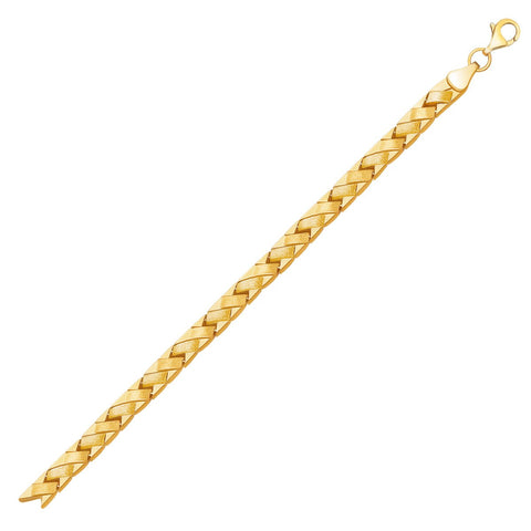14K Yellow Gold Fancy Basket Weave Line Bracelet
