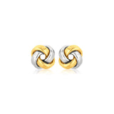 14K Two Tone Gold Square Love Knot Stud Earrings