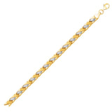 14K Two-Tone Gold Fancy Weave Bracelet with Contrasting Finish