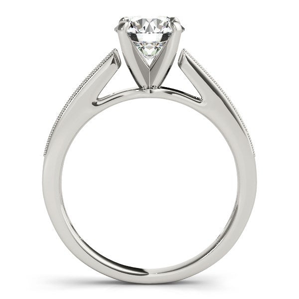 14K White Gold Antique Style Round Graduagted Single Row Diamond Engagement Ring (1 1/8 ct. tw.)