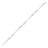 14K White Gold Filigree Marquise Stationed Anklet