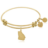 Expandable Yellow Tone Brass Bangle with Georgia Symbol