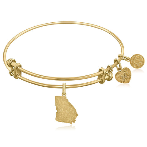 Expandable Yellow Tone Brass Bangle with Georgia Symbol