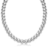 Sterling Silver Polished Bead Necklace with Rhodium Plating (10mm)