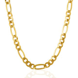 7.0mm 14K Yellow Gold Solid Figaro Chain