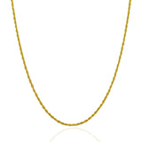 2.0mm 14K Yellow Gold Solid Diamond Cut Rope Chain
