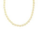 14K Yellow Gold Polished and Dual Textured Round Link Necklace