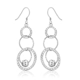 Sterling Silver Multi-Textured Open Rings and Ball Dangling Earrings