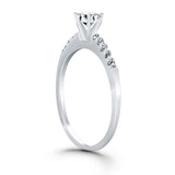 14K White Gold Engagement Ring with Diamond Band Design