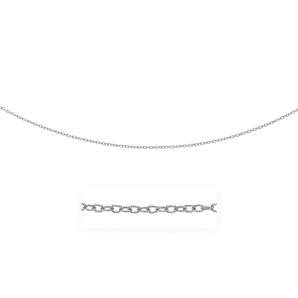 2.5mm 14K White Gold Pendant Chain with Textured Links