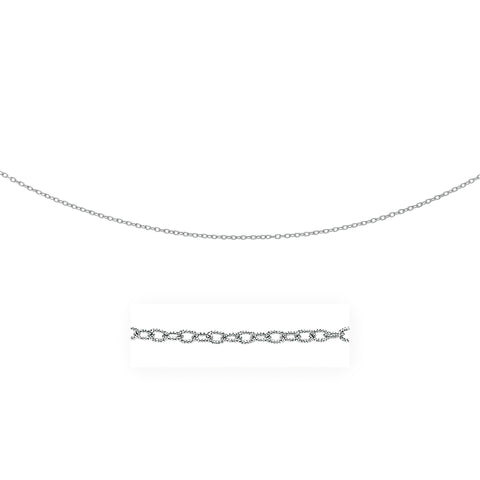 2.5mm 14K White Gold Pendant Chain with Textured Links