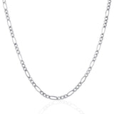 3.0mm 14K White Gold Solid Figaro Chain
