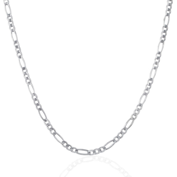 3.0mm 14K White Gold Solid Figaro Chain