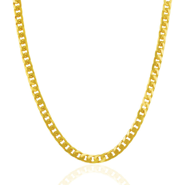 4.4mm 14K Yellow Gold Solid Miami Cuban Chain