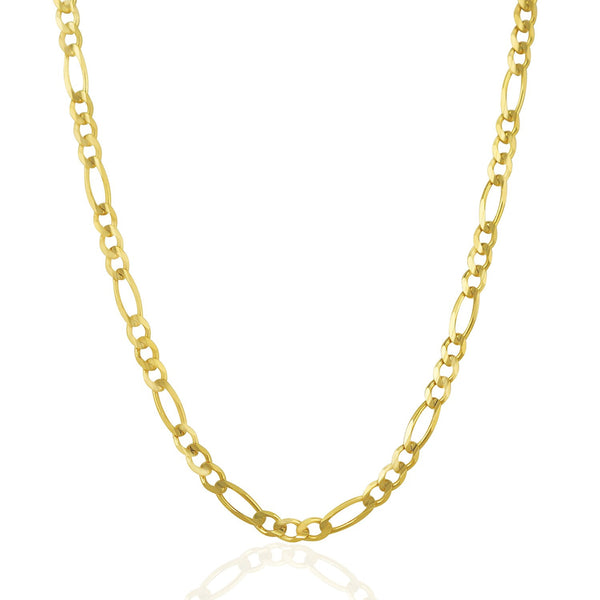 4.5mm 14K Yellow Gold Solid Figaro Chain