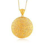 Italian Design 14K Yellow Gold Woven Circle Pendant with Bail