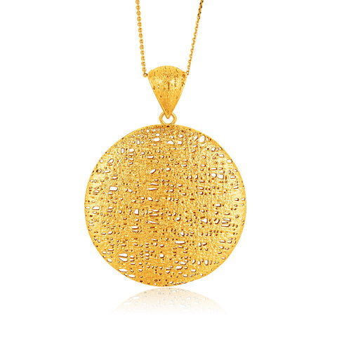 Italian Design 14K Yellow Gold Woven Circle Pendant with Bail