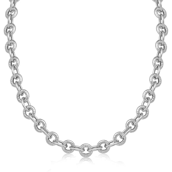 Sterling Silver Round Cable Inspired Chain Link Necklace