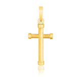 14K Yellow Gold Cross Pendant with Rounded Ends