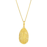 Textured Oval Pendant with Yellow Finish in Sterling Silver