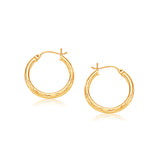 14K Yellow Gold 25mm Diameter Hoop Earring with Diamond-Cut Finish