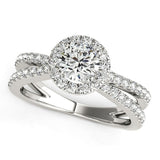 14K White Gold Round Diamond Engagement Ring with Split Shank Design (1 1/2 ct. tw.)