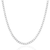 Rhodium Plated 3.7mm Sterling Silver Curb Style Chain