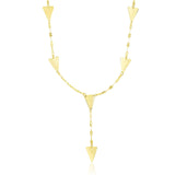 14K Yellow Gold Fancy Lariat Chain Necklace with Triangle Shape Stations