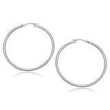 14K White Gold Polished Hoop Earrings (40 mm)