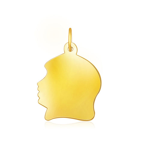 14K Yellow Gold Large Girl Head Charm