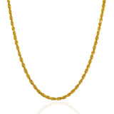 3.0mm 14K Yellow Gold Solid Diamond Cut Rope Chain