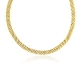 14K Yellow Gold Fancy Polished Multi-Row Panther Link Necklace