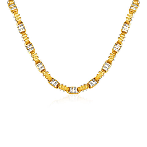 Two-Bar Mariner Link Necklace in 14K Two-Tone Gold