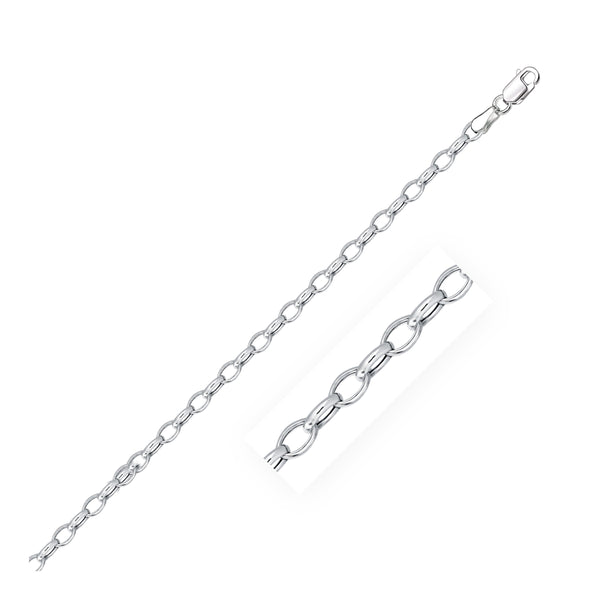3.2mm 14K White Gold Oval Rolo Chain