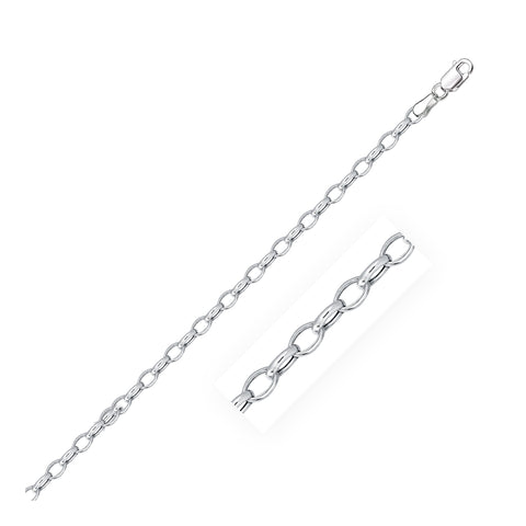 3.2mm 14K White Gold Oval Rolo Chain