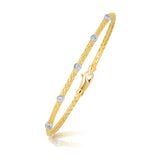 14K Two Tone Gold Diamond Accent Station Basket Weave Bracelet