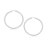 14K White Gold Polished Hoop Earrings (30 mm)