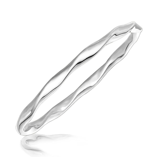 Sterling Silver Twist Style Rhodium Plated Bangle