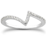 14K White Gold Fancy Zig Zag Pave Diamond Wedding Ring Band