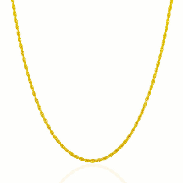 2.25mm 10K Yellow Gold Solid Diamond Cut Rope Chain