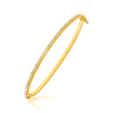 14K Two-Tone Gold Thin Bangle with a Textured Center