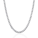 Rhodium Plated 4.7mm Sterling Silver Curb Style Chain