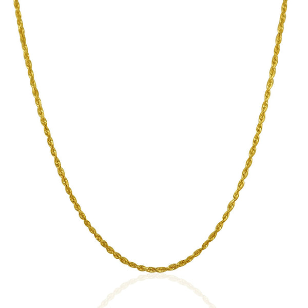 2.0mm 10K Yellow Gold Solid Diamond Cut Rope Chain