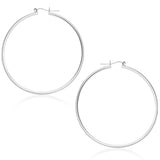 14K White Gold Polished Hoop Earrings (45 mm)