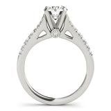 14K White Gold Split Shank Round Prong Set Diamond Engagement Ring (1 3/8 ct. tw.)